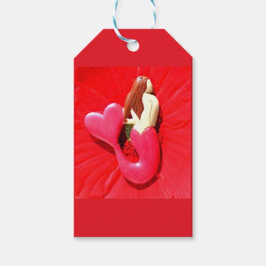 rode hartstaartzeemeermin cadeaulabel (Voorkant)