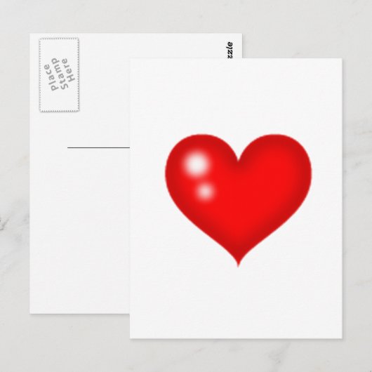 Rode hartvorm briefkaart (Voorkant / Achterkant)