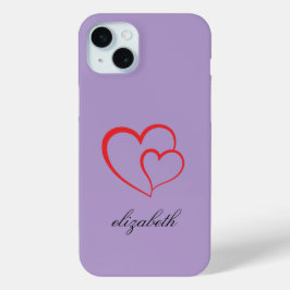 rode hartvorm kleurrijke achtergrond gepersonalise iPhone 15 mini hoesje