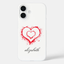 rode hartvorm kleurrijke achtergrond gepersonalise iPhone 16 hoesje