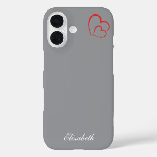 rode hartvorm kleurrijke achtergrond gepersonalise iPhone 16 hoesje