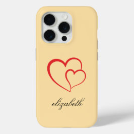 rode hartvorm kleurrijke achtergrond gepersonalise iPhone 15 pro case