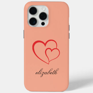 rode hartvorm kleurrijke achtergrond gepersonalise iPhone 15 pro max hoesje