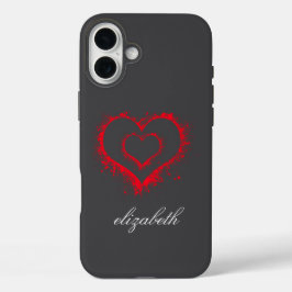 rode hartvorm kleurrijke achtergrond gepersonalise iPhone 16 plus hoesje