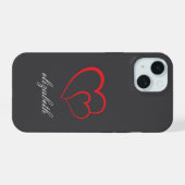 rode hartvorm kleurrijke achtergrond gepersonalise iPhone 15 case (Achterkant horizontaal)