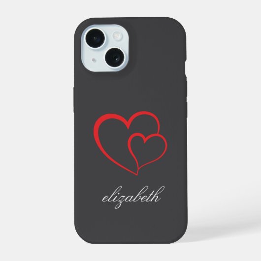 rode hartvorm kleurrijke achtergrond gepersonalise iPhone 15 case (Achterkant)