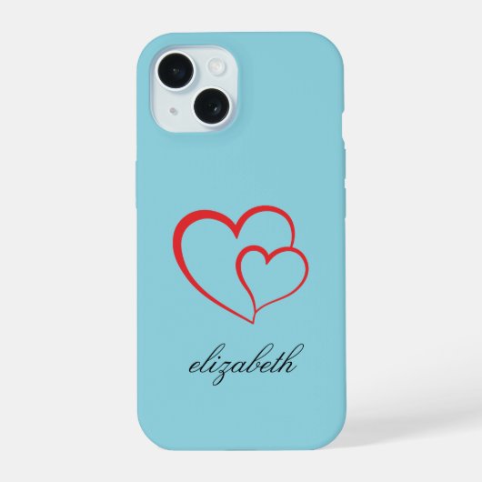 rode hartvorm kleurrijke achtergrond gepersonalise iPhone 15 case (Achterkant)