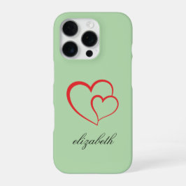 rode hartvorm kleurrijke achtergrond gepersonalise iPhone 16 pro hoesje