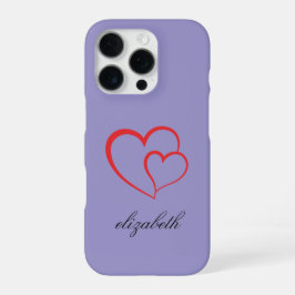 rode hartvorm kleurrijke achtergrond gepersonalise iPhone 16 pro hoesje