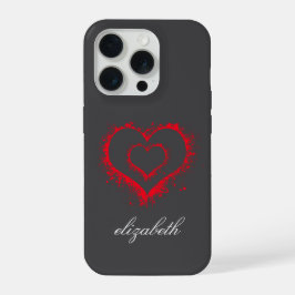rode hartvorm kleurrijke achtergrond gepersonalise iPhone 15 pro case