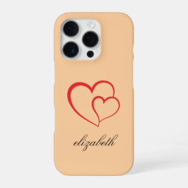 rode hartvorm kleurrijke achtergrond gepersonalise iPhone 16 pro hoesje