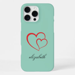 rode hartvorm kleurrijke achtergrond gepersonalise iPhone 16 pro max hoesje
