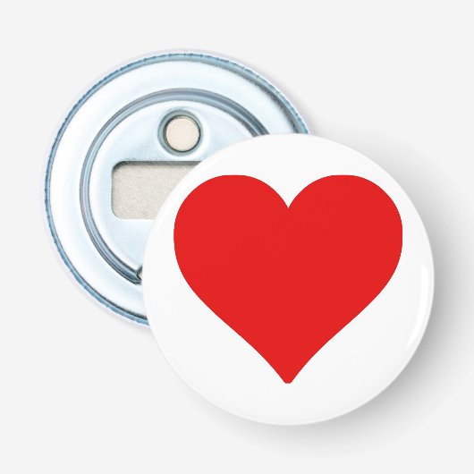 Rode Hartvorm Liefde Klassiek Minimalisme Button Flesopener (Voorkant)