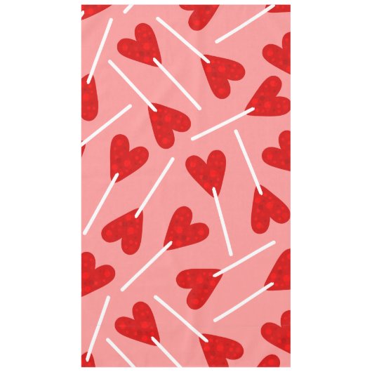 rode hartvormige lolly snoep roze tafelkleed (Voorkant)