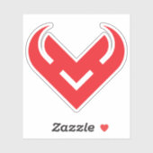 Rode Hartvormige Minimalistische V Letter Sticker (Vel)