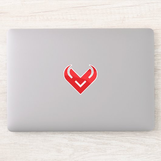 Rode Hartvormige Minimalistische V Letter Sticker (Computer)