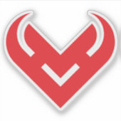 Rode Hartvormige Minimalistische V Letter Sticker (Voorkant)