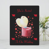 rode hartvormige vlam romantische trouw uitnodigin kaart (Staand voorkant)