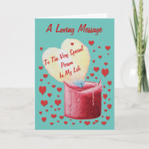 rode hartvormige vlamkaars met liefdesvers