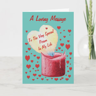 rode hartvormige vlamkaars met liefdesvers kaart