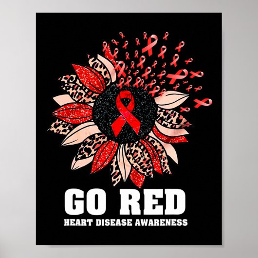 Rode hartziekte Bewustmakingsmaand Zonnebloem Poster (Voorkant)
