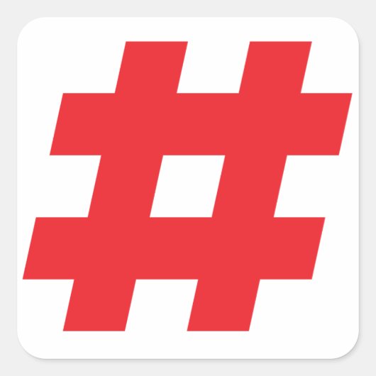 # - rode hashtag of rood nummerbord vierkante sticker (Voorkant)