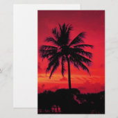 Rode Hawaiaanse Zonsondergang Exotische Palmboom Briefpapier (Voorkant / Achterkant)