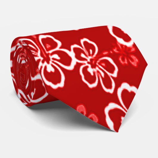 Rode Hawaiiaanse Armani geweven bloemmotief stropd Stropdas (Opgerold)