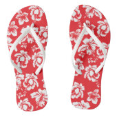 Rode Hawaiiaanse Hibiscus Teenslippers (Voetbed)