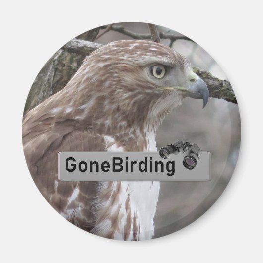 Rode Hawk Birding magnet (Voorkant)