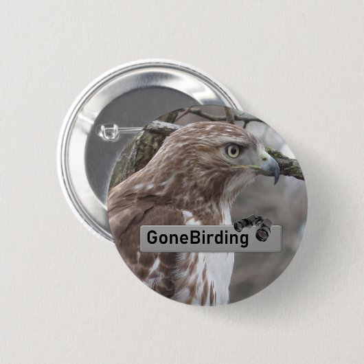Rode Hawk Birding magnet Ronde Button 5,7 Cm (Voorkant /achterkant)