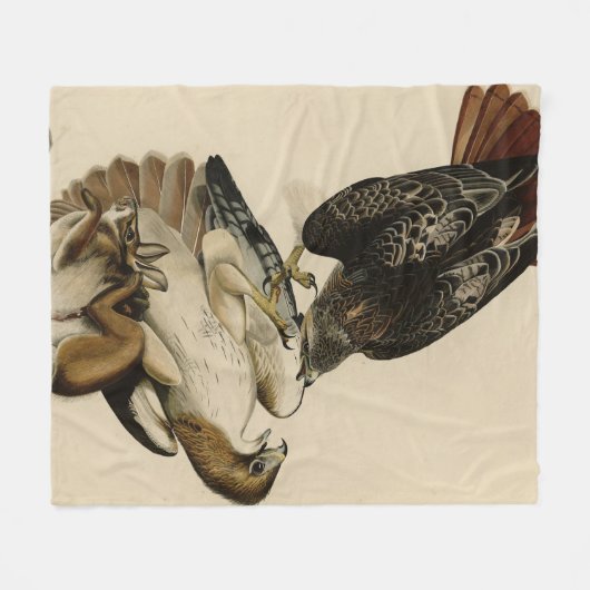 Rode Hawk uit de Amerikaanse vogels van Audubon Fleece Deken (Voorkant (Horizontaal))