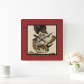 Rode Hawk uit de Amerikaanse vogels van Audubon Vierkante Klok (Huis)