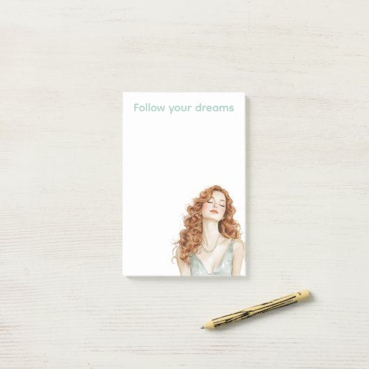 Rode Head Lady Mint Jurk Post-it® Notes (Op bureau)