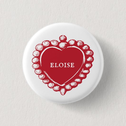  Rode Heart, aangepaste naam of tekst Ronde Button 3,2 Cm (Voorkant)