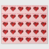 RODE HEARTS HAPPY VALENTINE'S DAG WRAPPINGPAPIER CADEAUPAPIER (Vlak)