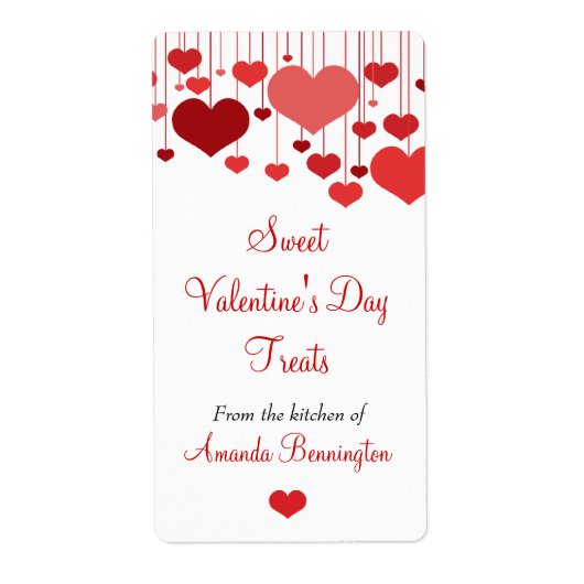 Rode Heartstrings Valentijnse  bakken label (Voorkant)