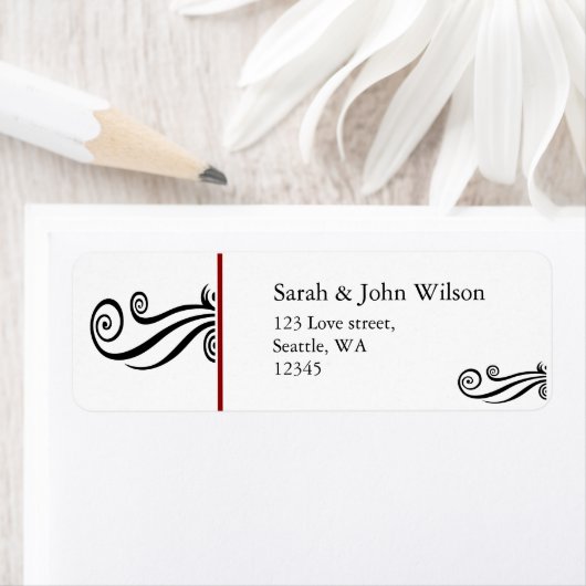 rode hedendaagse adresetiketten etiket (Insitu)