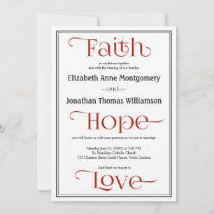 Rode hedendaagse Christelijke huwelijksuitnodiging Kaart