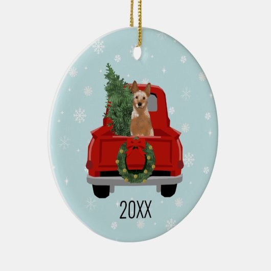 Rode Heeler kerstfeestdag Keramisch Ornament (Rechts)