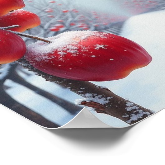 Rode heerlijke appels en sneeuw poster (Hoek)