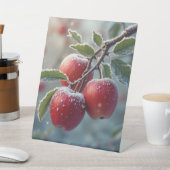 Rode heerlijke appels en sneeuw reclamebord met voetstuk (Insitu)