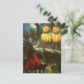 Rode heks en pompoenen -  Halloween Briefkaart (Staand voorkant)
