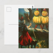 Rode heks en pompoenen -  Halloween Briefkaart (Voorkant / Achterkant)