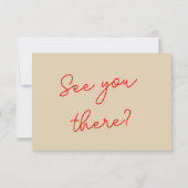 Rode Heldere Kleurrijke Retro Leuke Funky Wedding RSVP Kaartje (Achterkant)