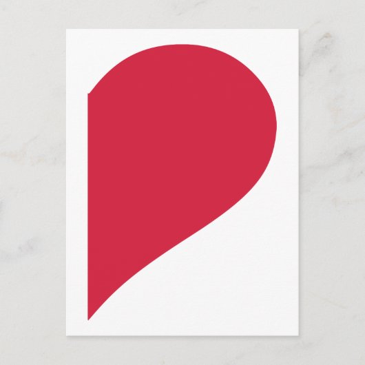 Rode helft hart briefkaart (Voorkant)