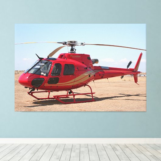 Rode helikopter canvas afdruk (Insitu (Houten vloer))