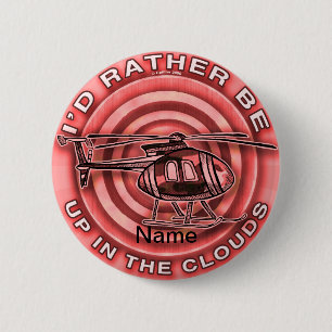 Rode Helikopter Wolken Ronde Button 5,7 Cm