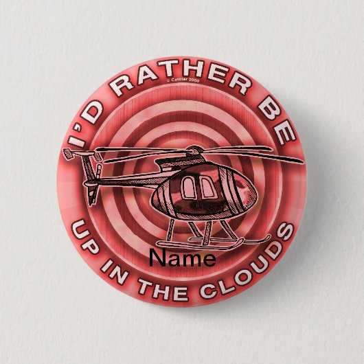 Rode Helikopter Wolken Ronde Button 5,7 Cm (Voorkant)