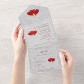 Rode hemdballonnen bruiloft all in one uitnodiging (Afscheurbaar)